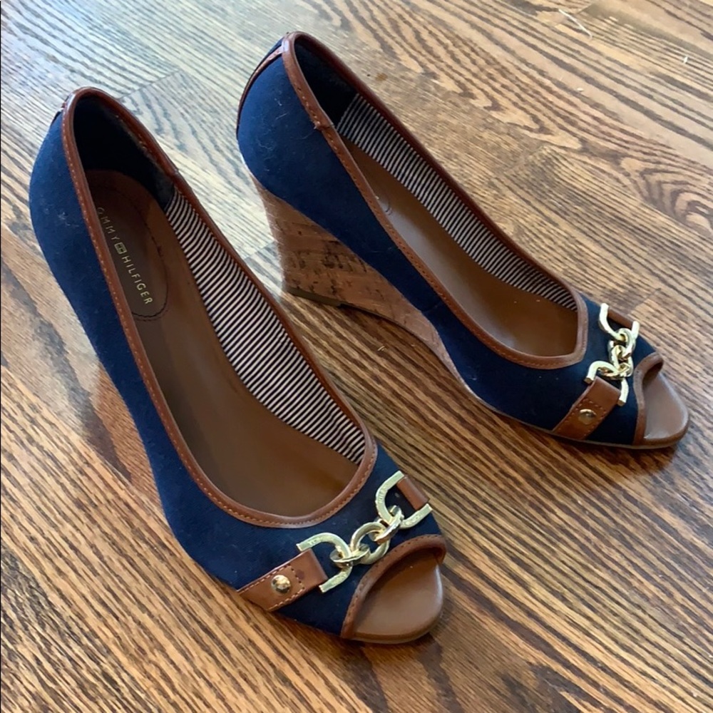 Nautical themed open toe new wedges